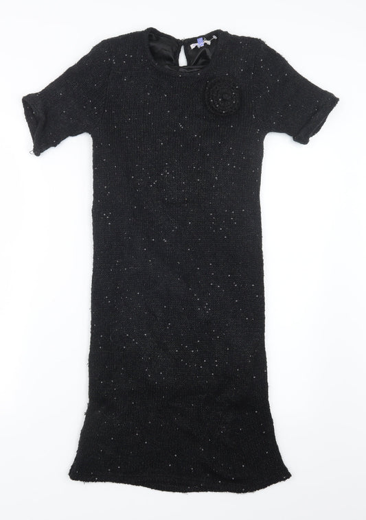 John Lewis Girls Black Knit Jumper Dress Size 12 Years