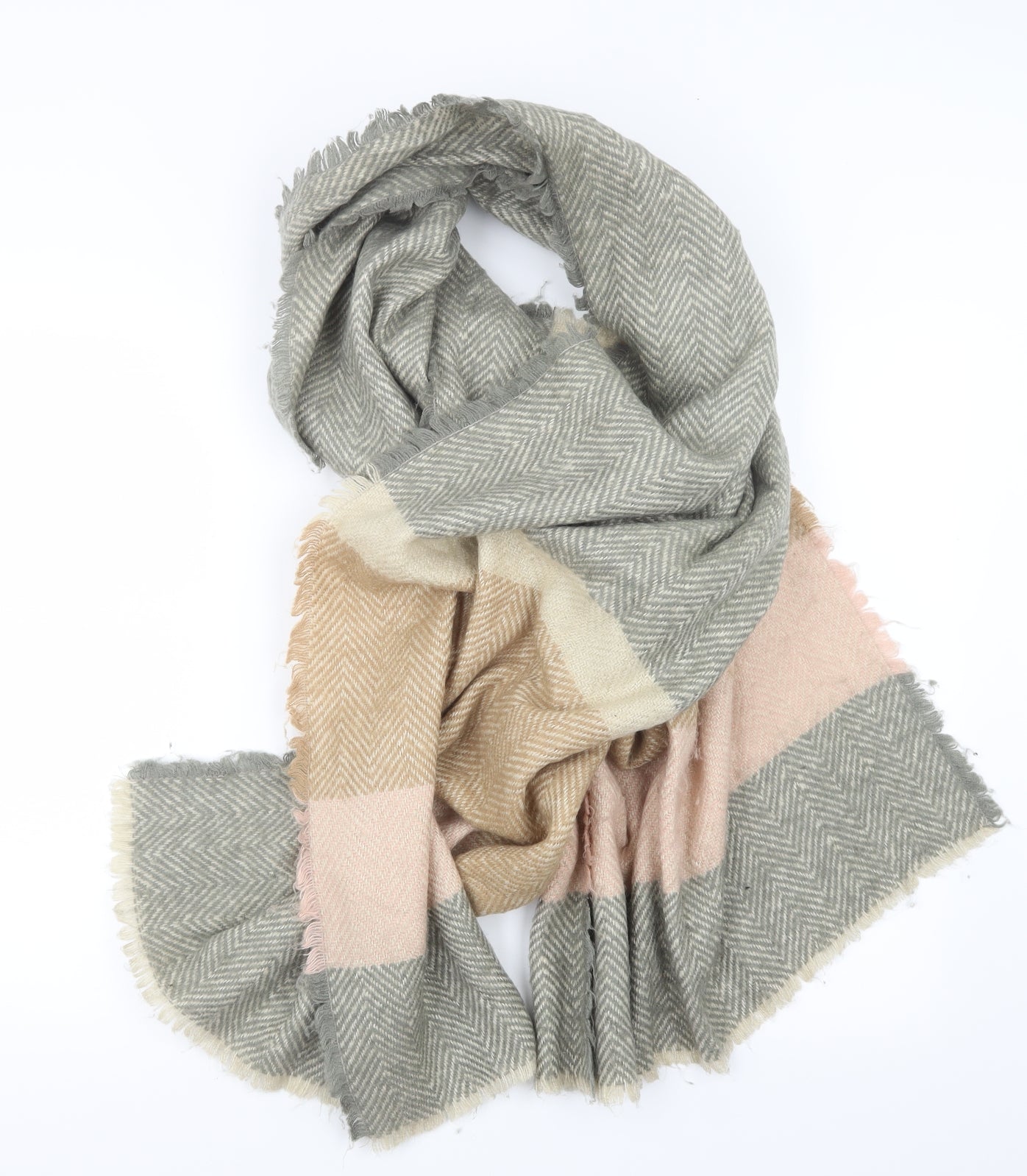Preworn Womens Green Geometric Knit Scarf