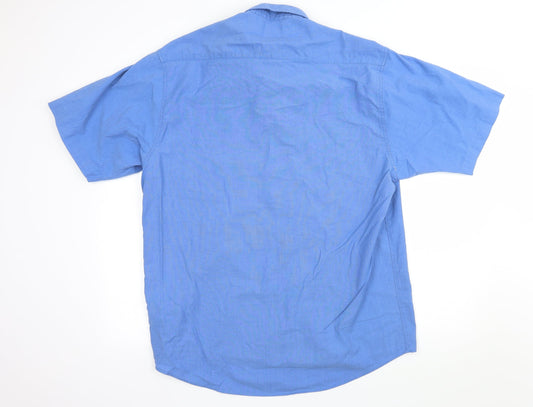 Classic Comfort Mens Blue Button-Up Size L
