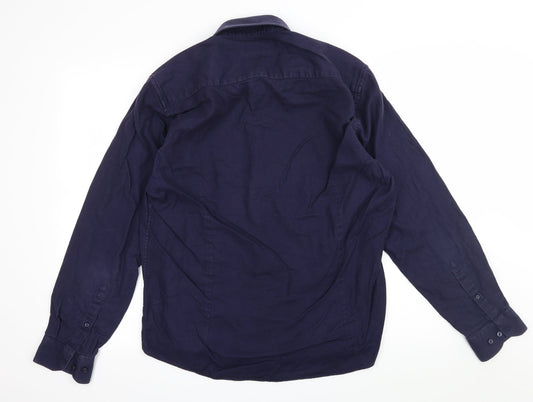 Primark Mens Blue Button-Up Size 17