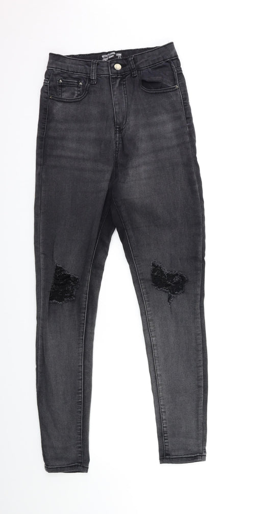 Womens UK Size 8 PRETTYLITTLETHING Regular Fit Skinny Grey Jeans