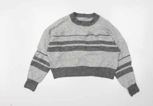 TOPSHOP Womens Grey Striped Pullover Jumper Size 8