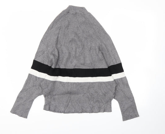 SWEEWE Womens Grey Striped Pullover Jumper Size M