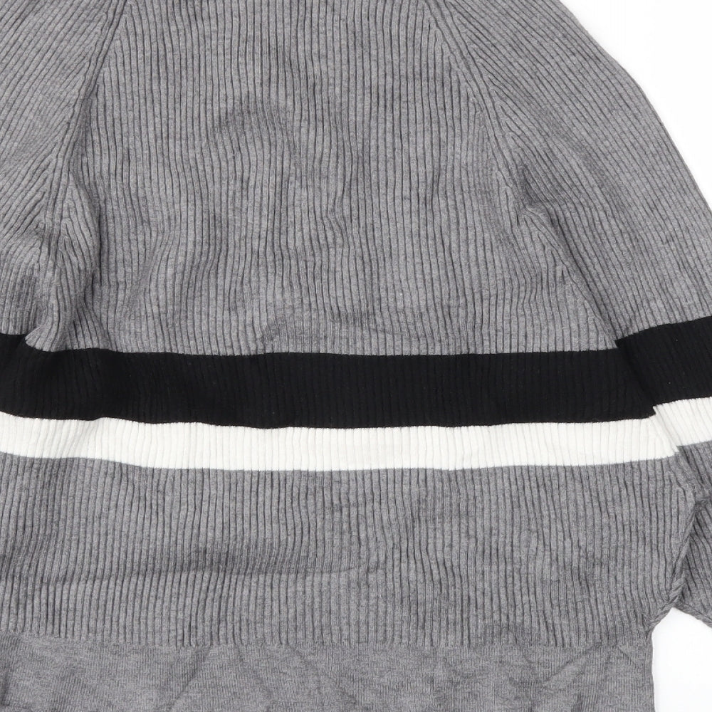 Sweewë Womens Grey Striped Pullover Jumper Size M