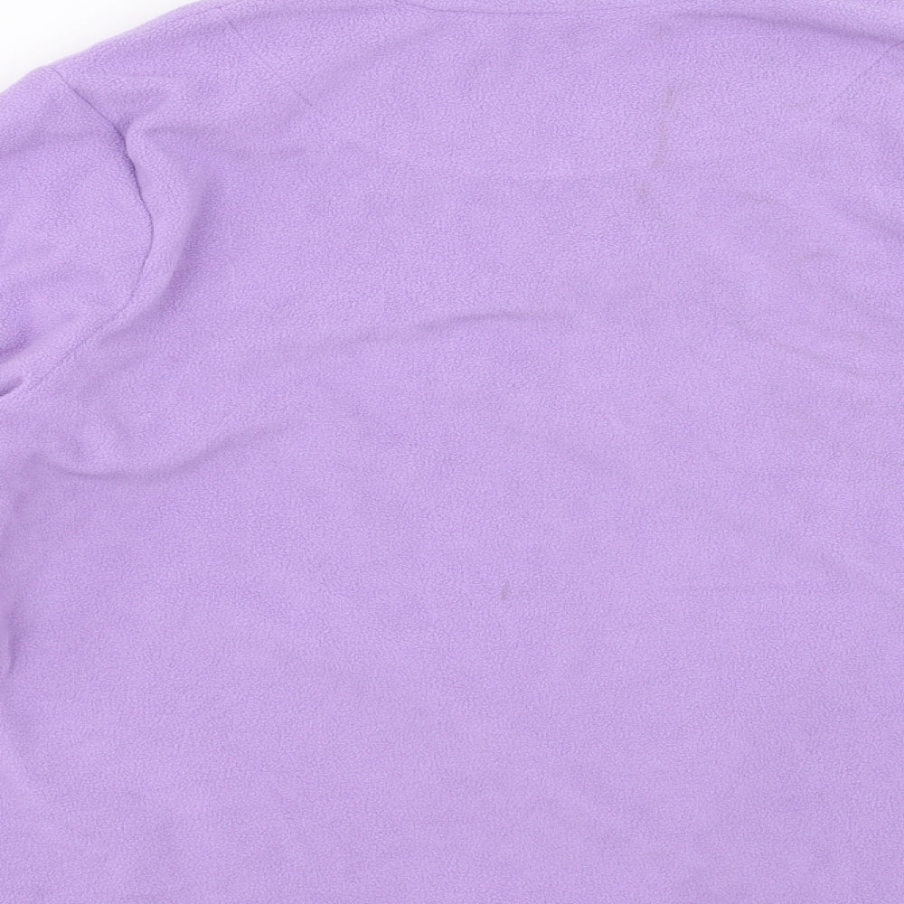EWM Womens Purple Solid Fleece Top Pyjama Top Size S - Floral embroidery
