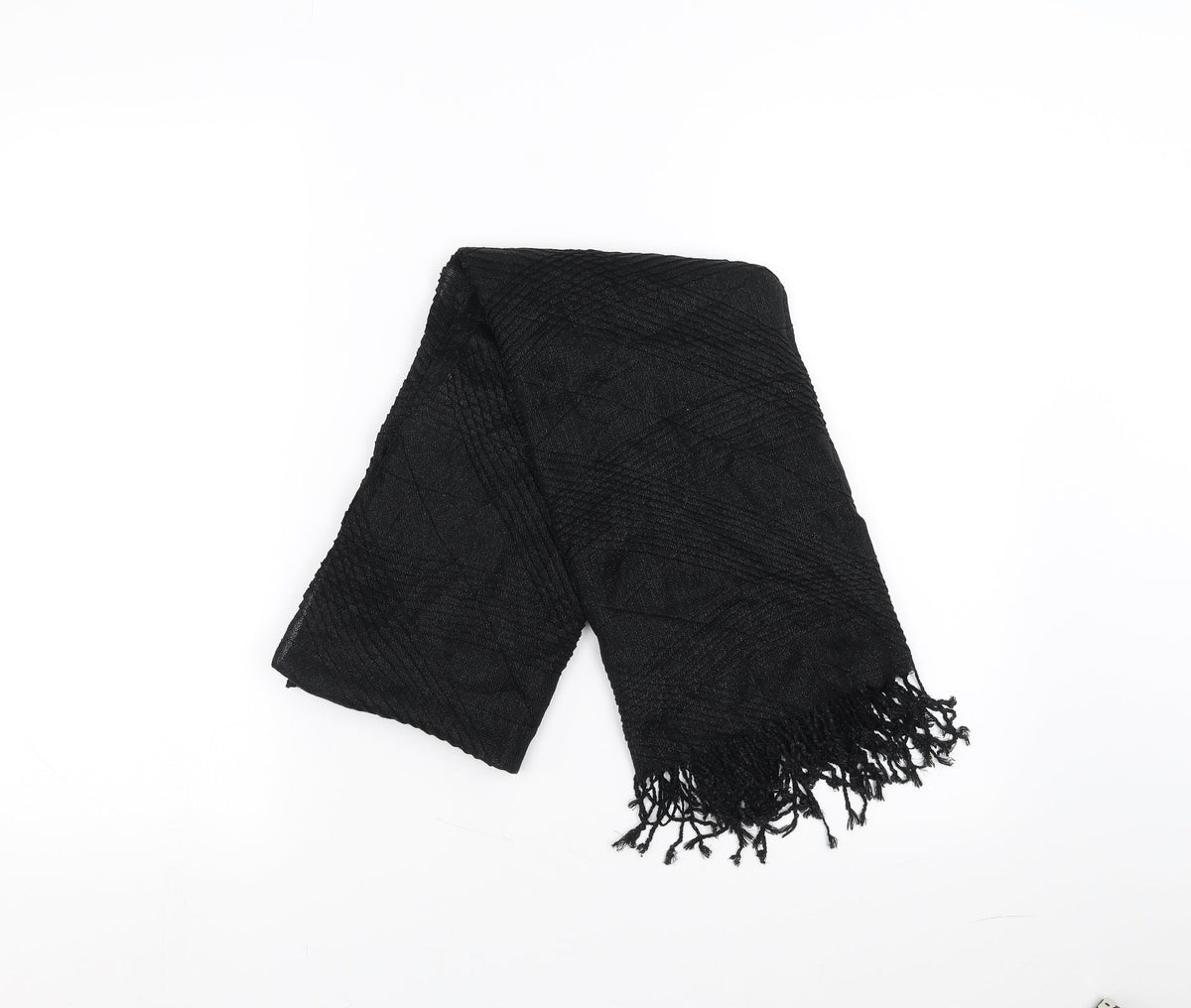 Front view of Principles women’s black geometric scarf