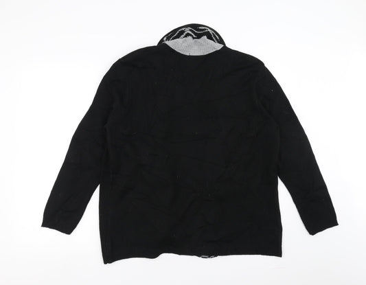 Envy Us Womens Black Cardigan Jumper Size L - jumper with over cardigan detail