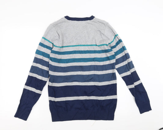 Cedar Wood State Mens Blue Striped Pullover Jumper Size S