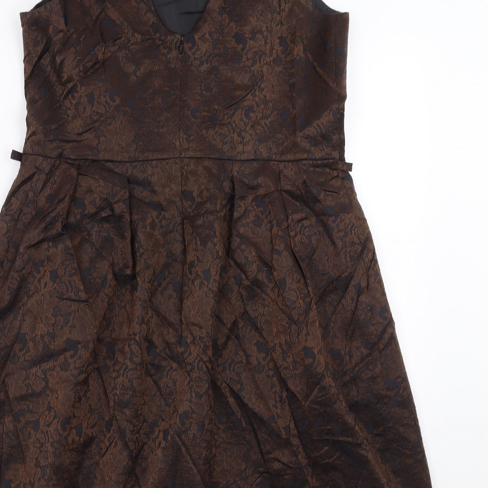 F&F Womens Brown Floral Shift Size 14