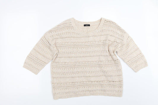 M&Co Womens Beige Pullover Jumper Size 14