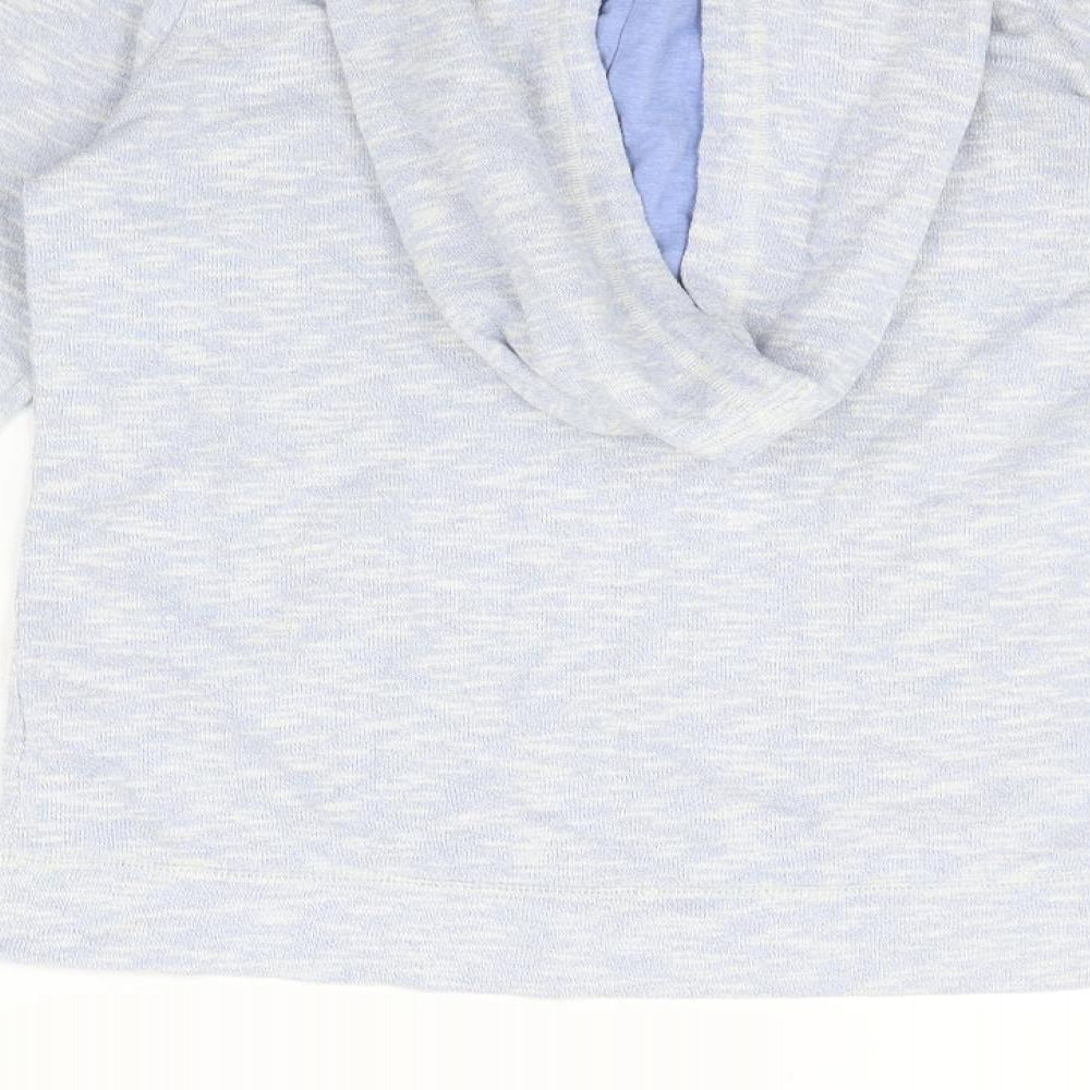 Brand and care label for NEXT women’s blue full zip jumper, size UK 8