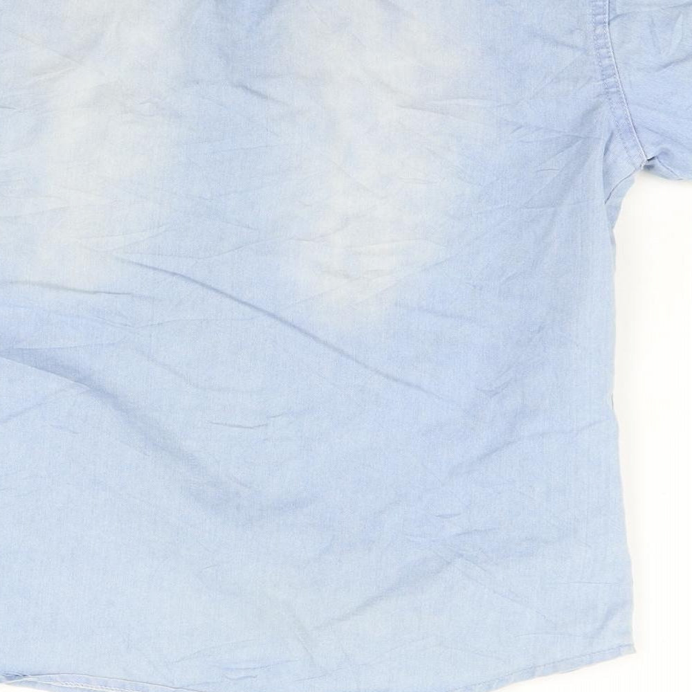 Womens UK Size M Preworn Blue Basic Button-Up