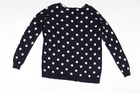 VERO MODA Womens Blue Polka Dot Pullover Jumper Size S