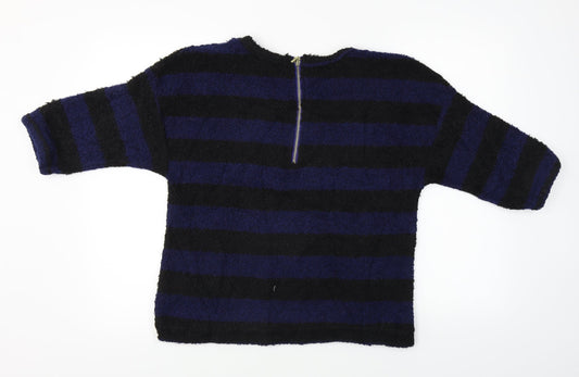 Zara Womens Black Striped Pullover Jumper Size M