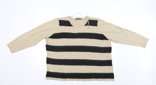 Bonmarché Womens Beige Striped Pullover Jumper Size XL