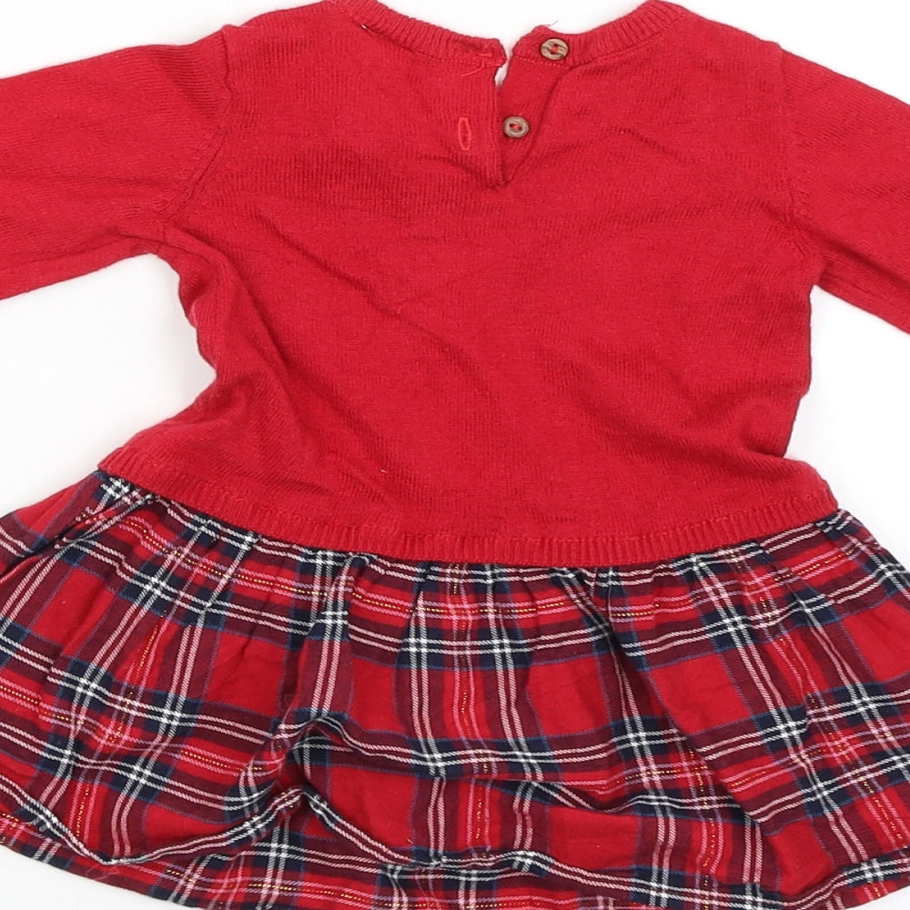 H&M Girls Red Jumper Dress Size 3-6 Months