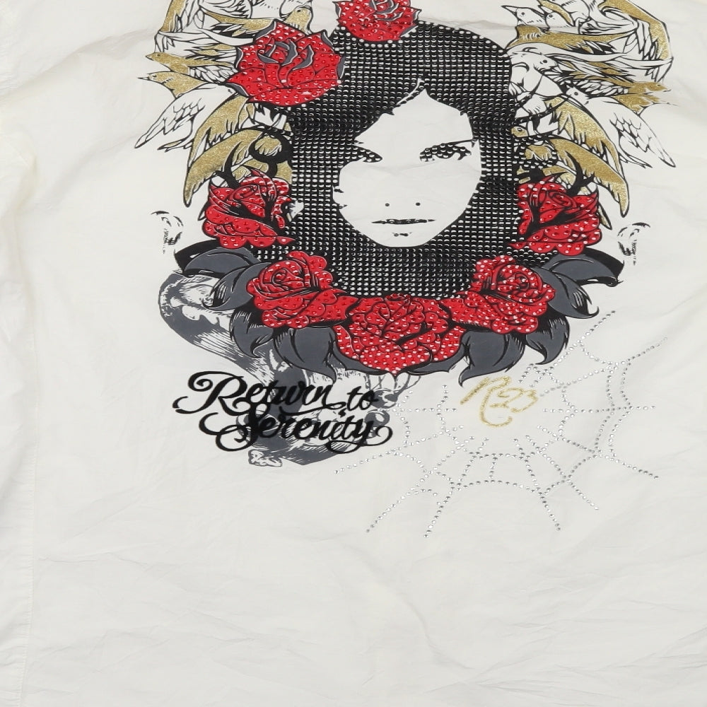 RN23 Jeans Mens White Button-Up Size 2XL