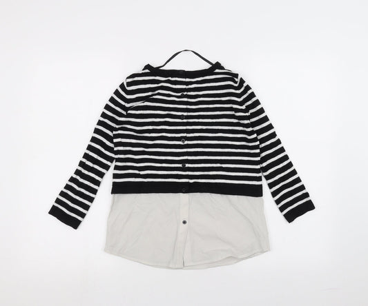 Atmosphere Womens White Striped Basic T-Shirt Size 4