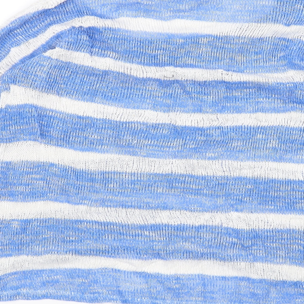 Brand and care label for Atmosphere women’s white striped jumper, size UK 10