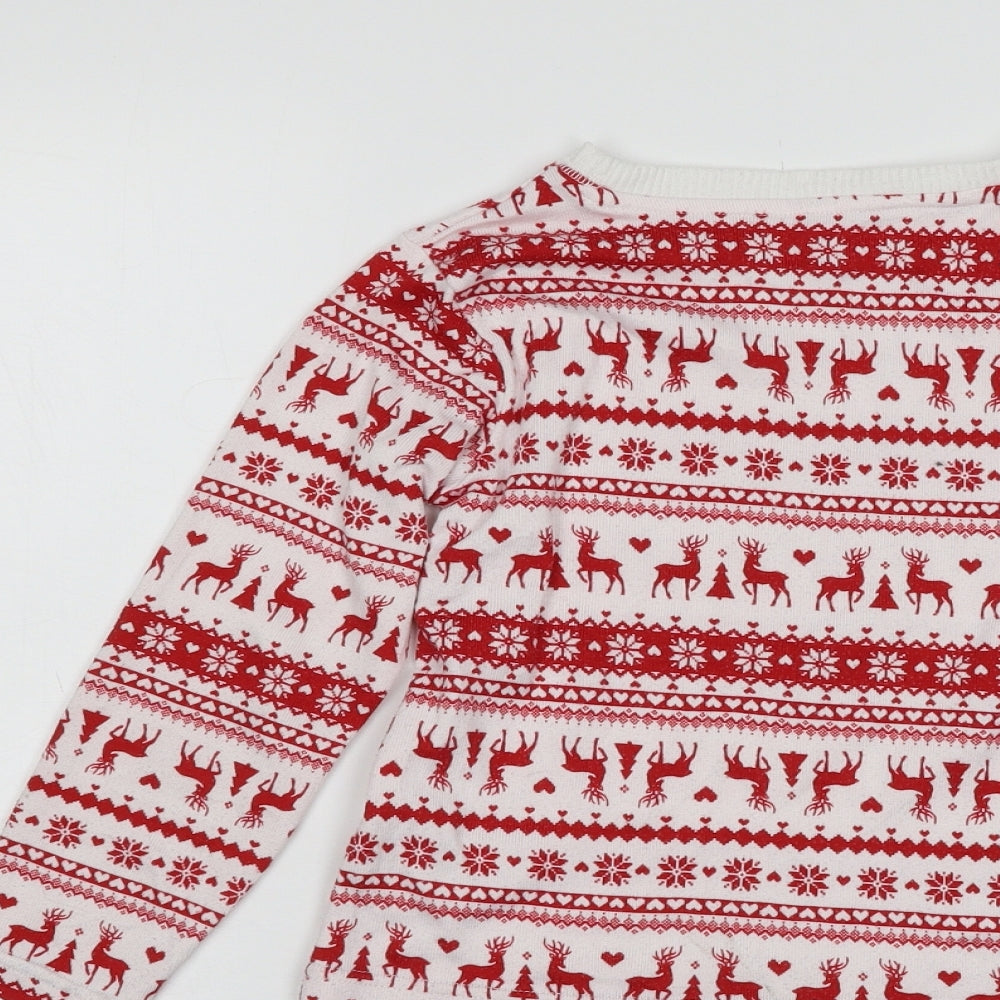 Preworn Boys Red Fair Isle Pullover Jumper Size 6 Years