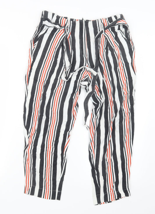 River Island Womens Black Striped Trousers Size 8 L22 in