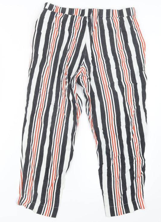 River Island Womens Black Striped Trousers Size 8 L22 in