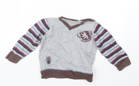 Matalan Boys Grey Knit Pullover Jumper Size 3-4 Years