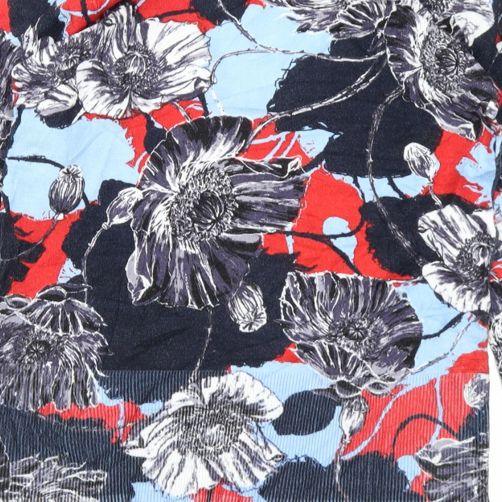Brand and care label for Linea women’s blue floral jumper, size UK 10