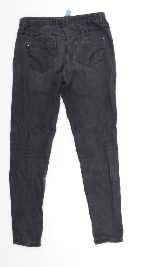 Denim & Co. Womens Grey Denim Skinny Jeans Size 8 L28 in