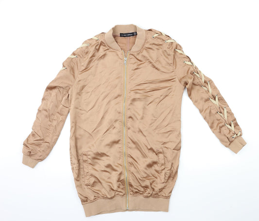 Womens UK Size 8 Missguided Brown Bomber Jacket