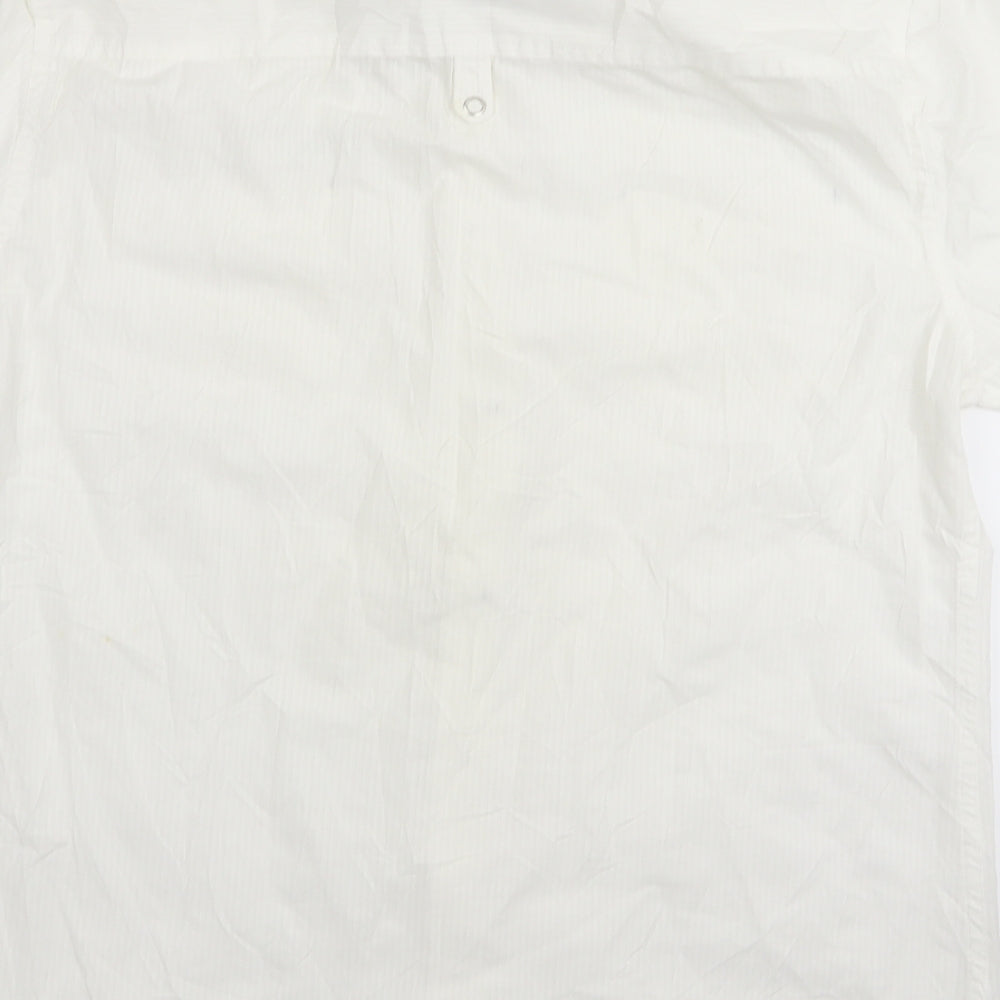 Mens UK Size M Easy White Button-Up Short Sleeve Casual Shirt