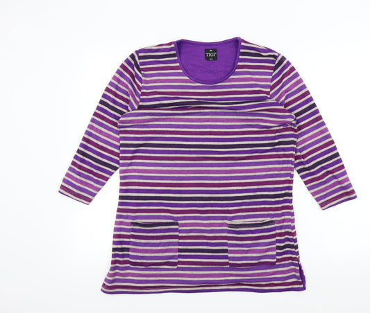 TIGI Womens Purple Striped Pullover Jumper Size 10
