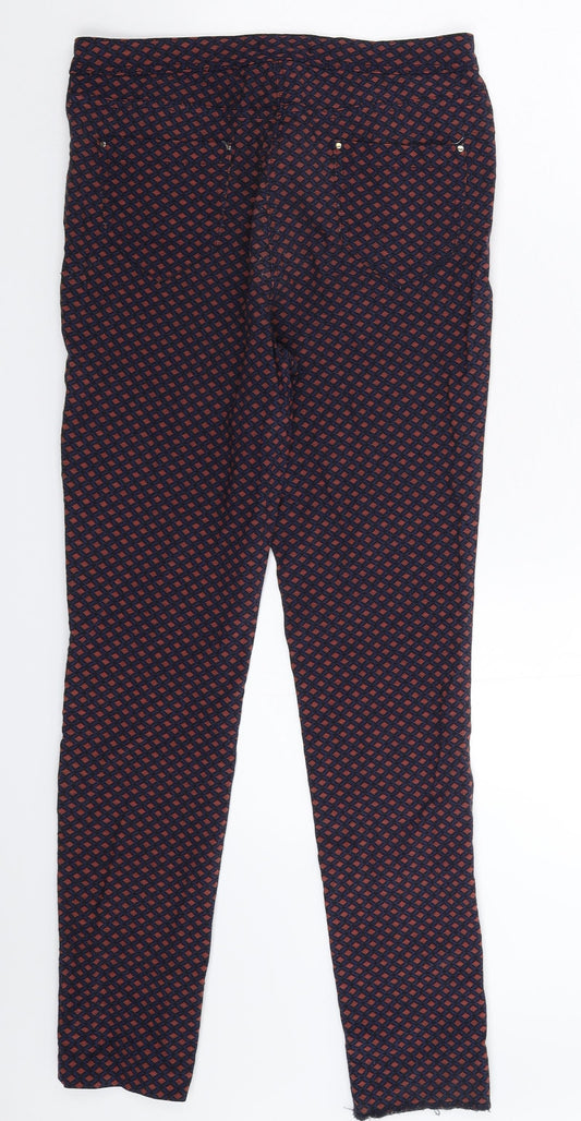 F&F Womens Blue Geometric Trousers Size 10 L29 in