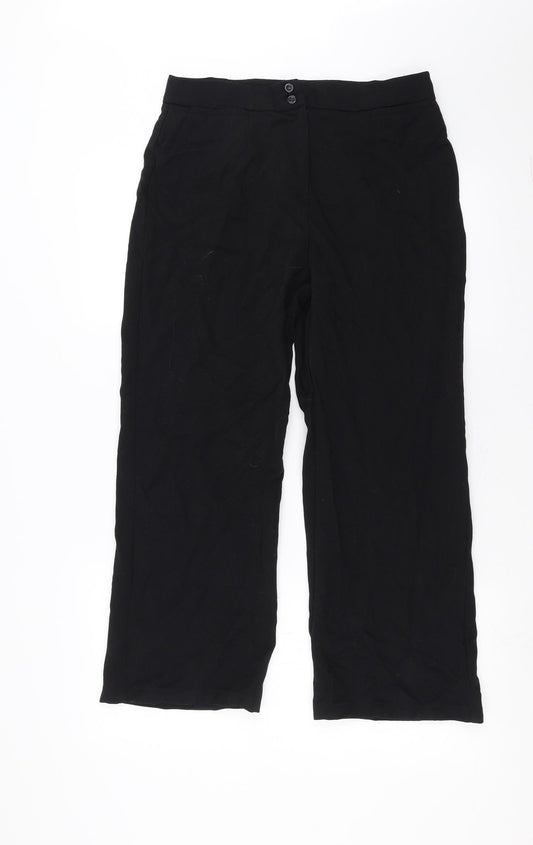 Womens UK Size 12 ISLE Regular Fit Black Trousers