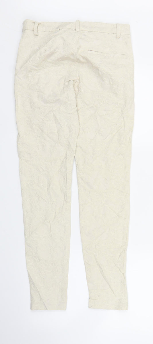 Womens UK Size 6 H&M Regular Fit Carrot Ivory Trousers