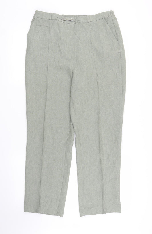 Womens UK Size 14 EWM Regular Fit Capri Green Trousers