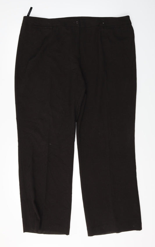 Womens UK Size 22 EWM Regular Fit Brown Trousers