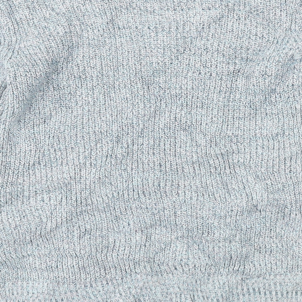 Brand and care label for L.O.G.G women’s blue jumper, size M