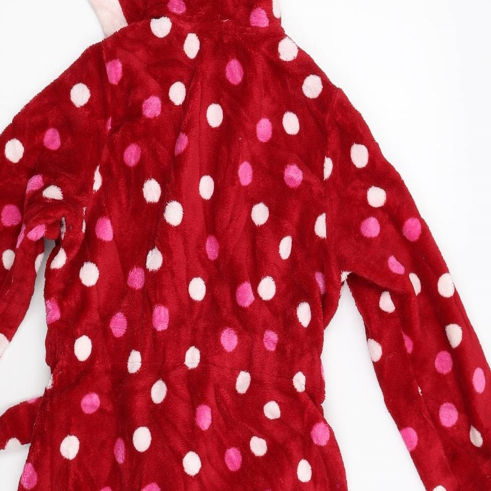 M&S Girls Red Polka Dot Fleece Gown Size 7-8 Years