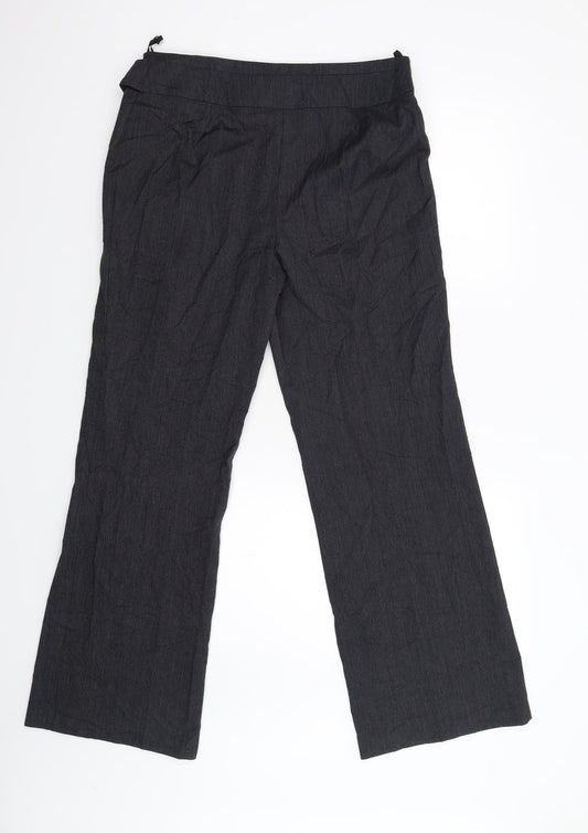 M&S Womens Black Striped Trousers Size 12 L30 in
