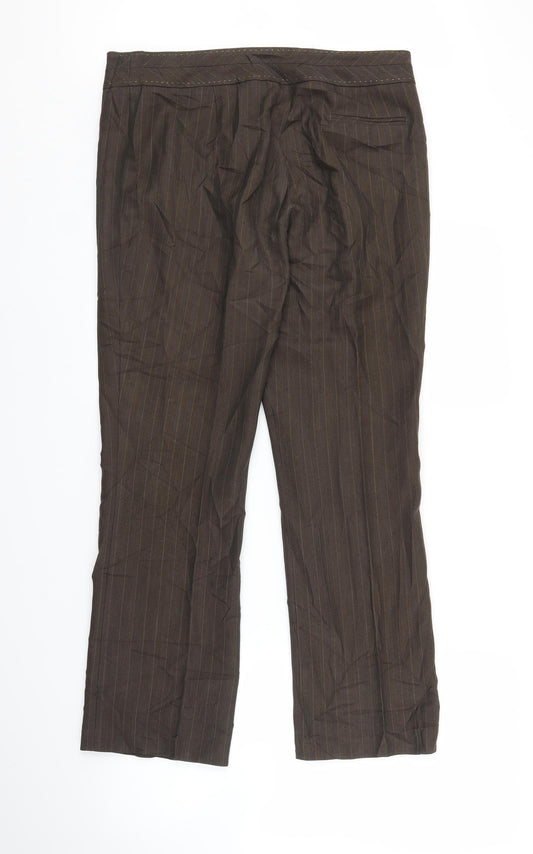 F&F Womens Brown Striped Trousers Size 12 L28 in