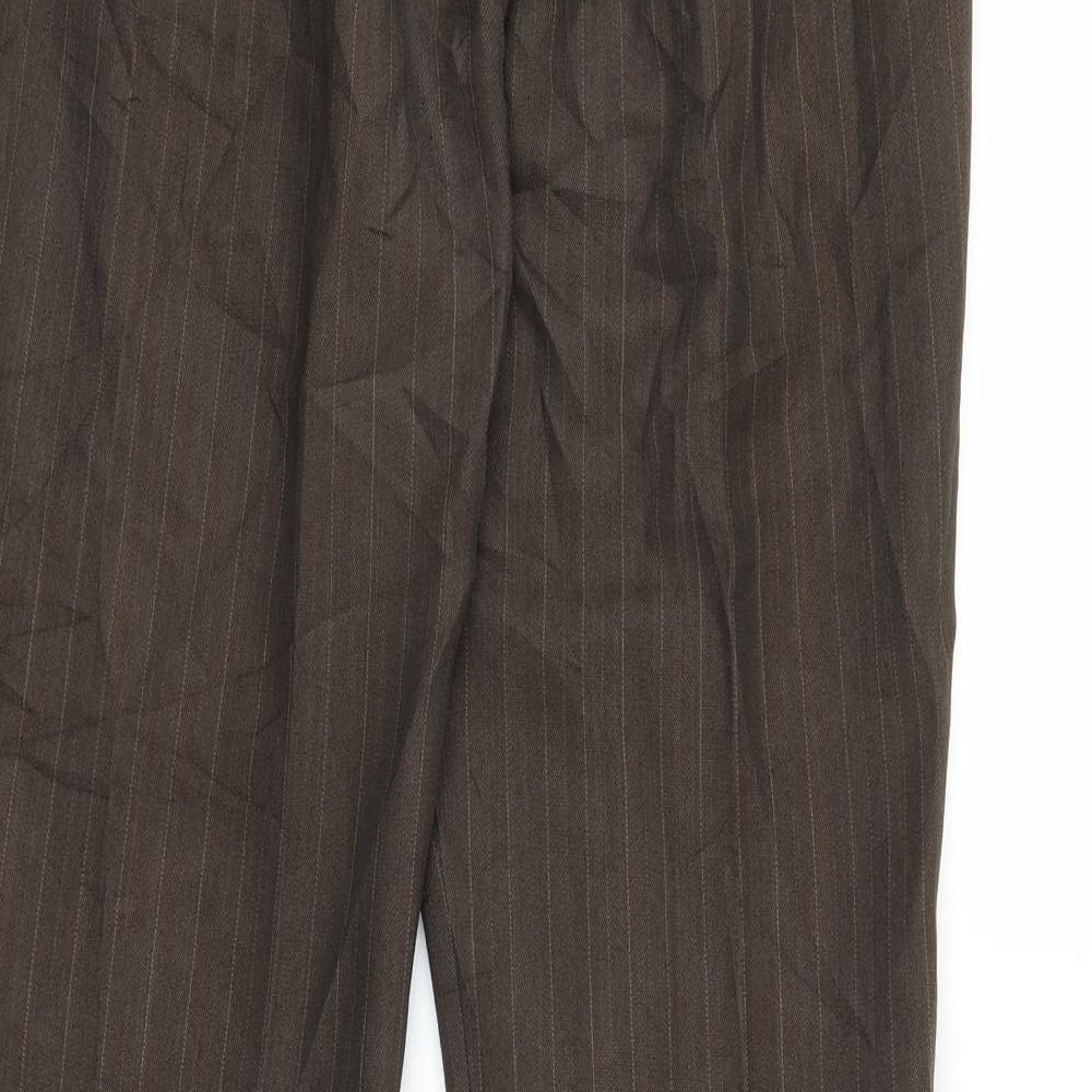 F&F Womens Brown Striped Trousers Size 12 L28 in