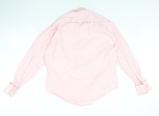 Mens UK Size L Moto Pink Button-Up Long Sleeve Casual Shirt