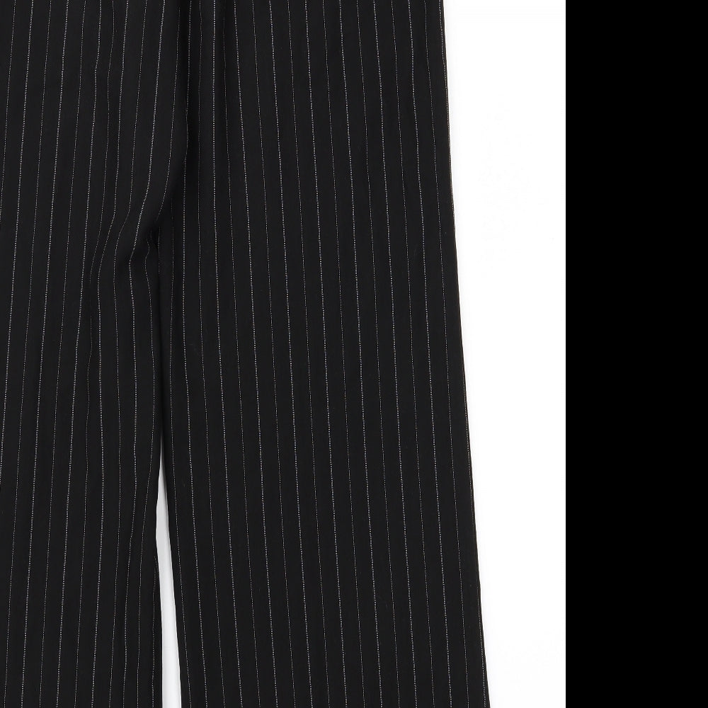 m&s Womens Black Striped Trousers Size 12 L38 in