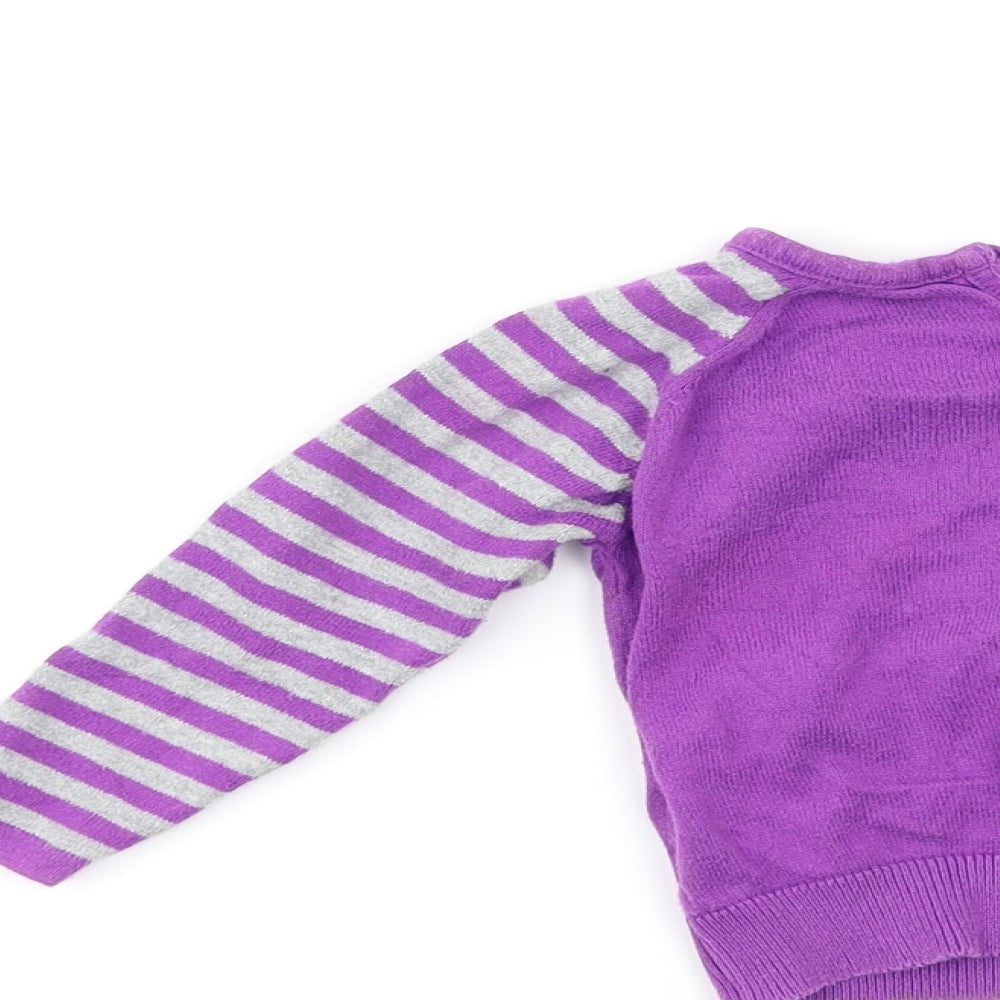 Brand and care label for Marks & Spencer Baby Purple Spotted jumper, size 12-18, Months