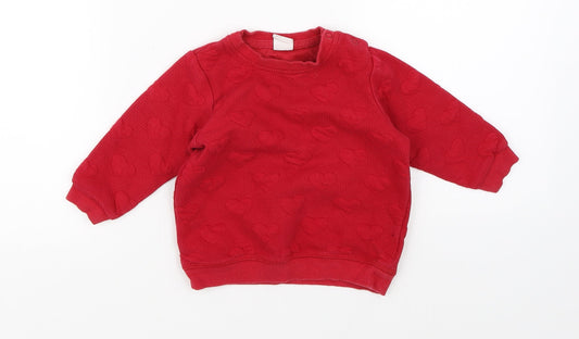 H&M Girls Red Pullover Jumper Size 3-6 Months