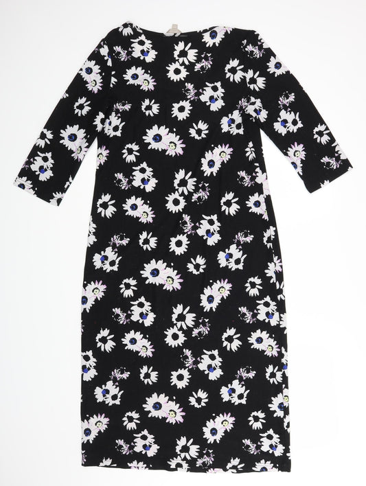 Anthology Womens Black Floral A-Line Size 12