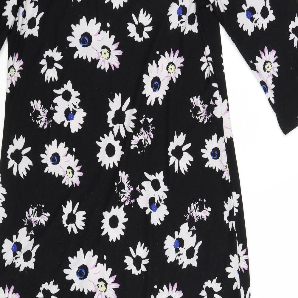 Anthology Womens Black Floral A-Line Size 12