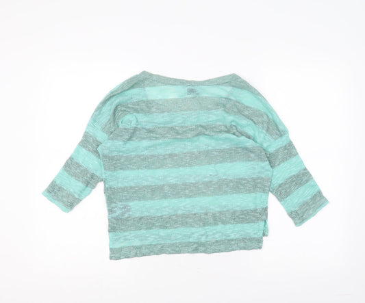 Womens UK Size M Sparkle & Fade Green Basic T-Shirt