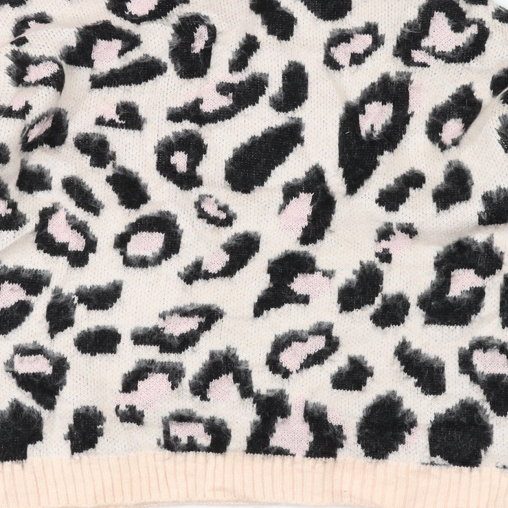 New Look Womens Pink Animal Print Pullover Jumper Size S